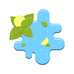 Vector mint and lemon in water