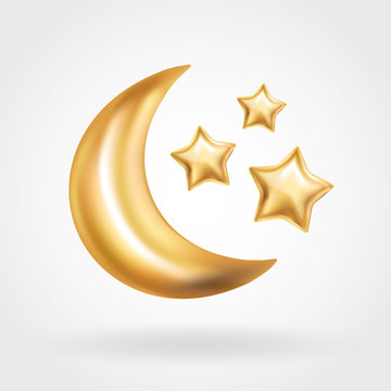 Gold Crescent Moon Star Balloon Ramadan