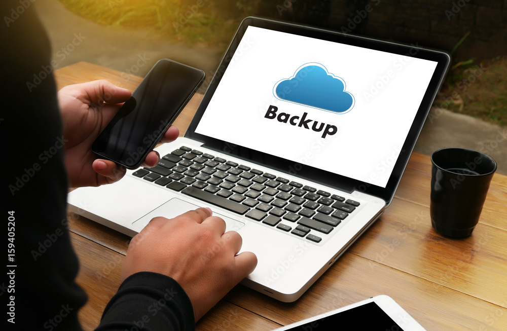 Poster backup download copies of data, computing digital data transferring