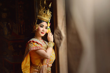 The pantomime (Khon) festival candles,Thai traditional dance of the Ramayana epic drama art,Thailand