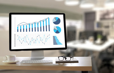 Statistics Analysis Business Data Diagram Growth Increase Marketing Concept , digital tablet and graph financial with social network diagram