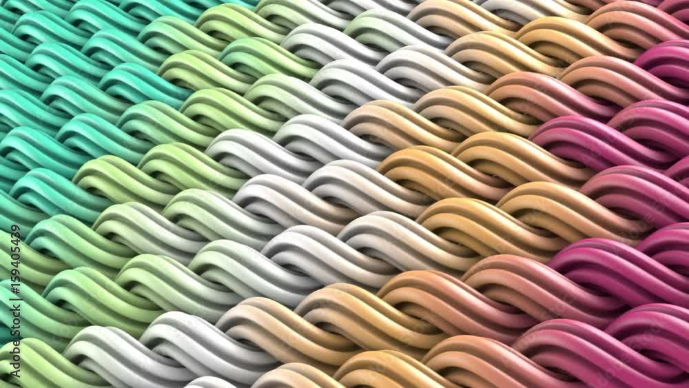 Aufkleber multicolor curles ornament. abstract background. computer generated seamless loop 3d animation 4k uh