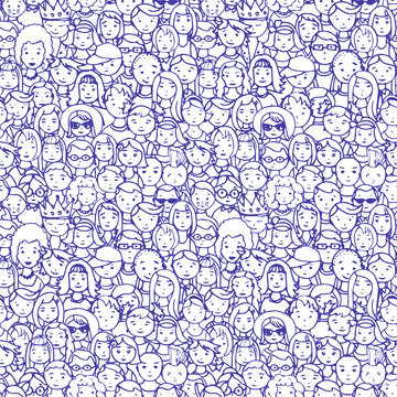 People Faces Seamless Vector Pattern