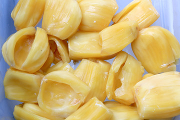 Piece of sweet yellow Jackfruit,Tropical fruit. © narin_nonthamand