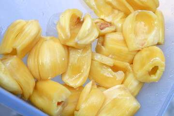 Piece of sweet yellow Jackfruit,Tropical fruit. © narin_nonthamand