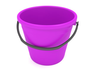 3d illustration of a purple plastic bucket on a white background.