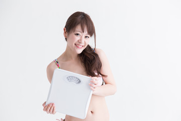 Fototapeta premium 水着の女性・白バック