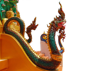 Fototapeta premium Green nagas statues on white background