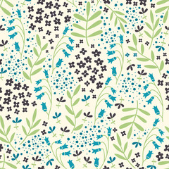 Vector seamless pattern with hand drawn floral elements