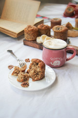 Breakfast banana muffin and coffee