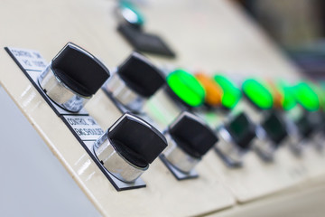 push button and display on control panel with electric light devices,selective focus