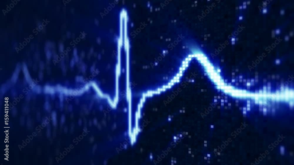 Poster blue ekg electrocardiogram waveform on monitor. abstract health care concept. computer generated sea