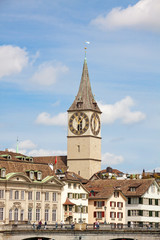 Fototapeta na wymiar St. Peter Cathedral, Zürich (Landmark), downtown
