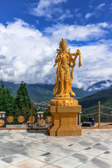 Fototapeta na wymiar Golden statue of Buddhist female gods at Buddha Dordenma temple, Thimphu, Bhutan