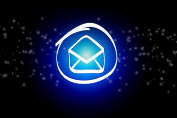 Email icon on a dark abstract background - communication concept