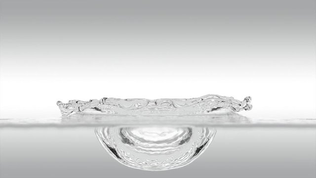 animated falling water droplet into the water container in 4k. Mask included. Super slow motion.