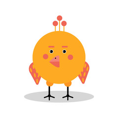 Funny cartoon chicken character in geometric shape vector Illustration 