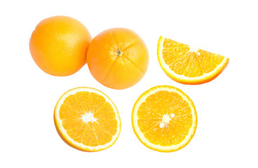 Orange fruit on white background.