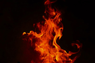 Fire Texture With Motion Blur Effect Over Black Background