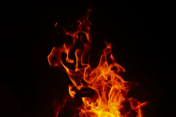Fire Texture With Motion Blur Effect Over Black Background