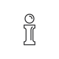 Letter i line icon, outline vector sign, linear style pictogram isolated on white. Info symbol, logo illustration. Editable stroke. Pixel perfect