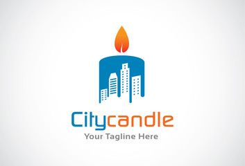 City Candle Logo Template Design Vector, Emblem, Design Concept, Creative Symbol, Icon