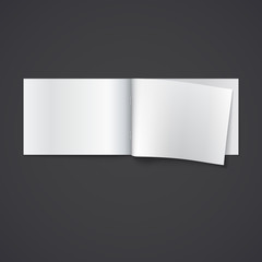Obraz premium Blank opened magazine template, isolated on dark background illustration.