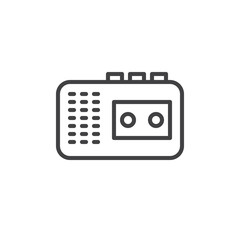 Fototapeta premium Audio tape recorder line icon, outline vector sign, linear style pictogram isolated on white. Symbol, logo illustration. Editable stroke. Pixel perfect