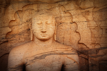 Fototapeta na wymiar Polonnaruwa Gal Vihara Buddhist Statue. Sri Lanka