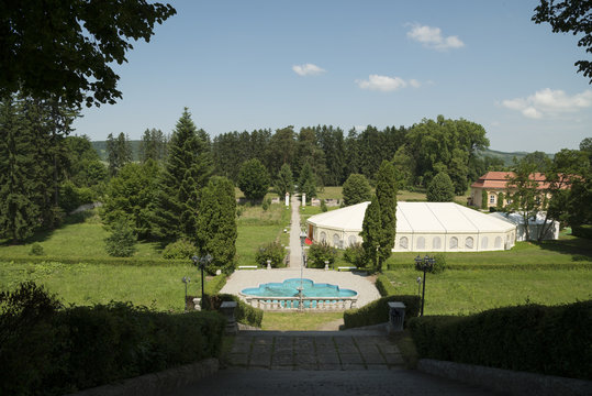 Park of Baron von Brukenthal Palace in Avrig, Transylvania