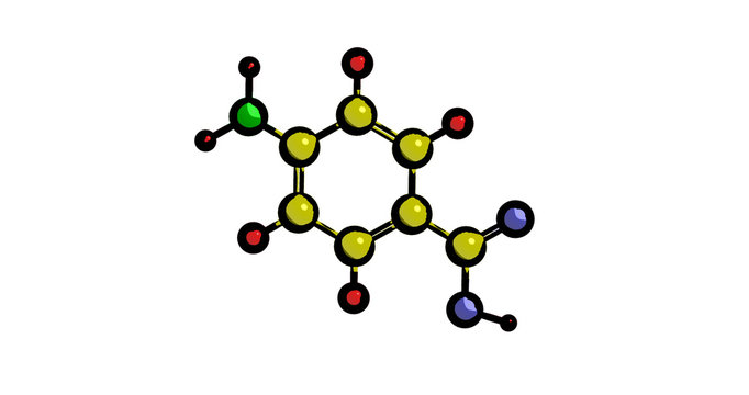 Molecular structure of 4-Aminobenzoic acid (vitamin B10)