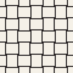 Crosshatch vector seamless geometric pattern. Crossed graphic rectangles background. Checkered motif. Seamless black and white texture of crosshatched lines. Trellis simple fabric print.