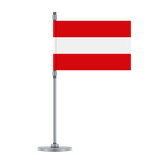 Austrian flag on the metallic pole, vector illustration