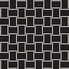 Crosshatch vector seamless geometric pattern. Crossed graphic rectangles background. Checkered motif. Seamless black and white texture of crosshatched lines. Trellis simple fabric print.
