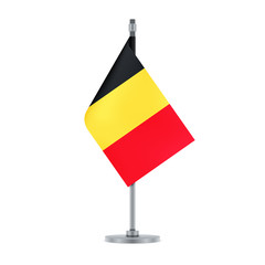 Belgian flag hanging on the metallic pole, vector illustration
