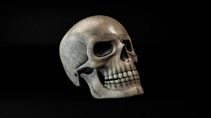 Totenkopf Schädel Mensch für Halloween auf schwarzem Hintergrund