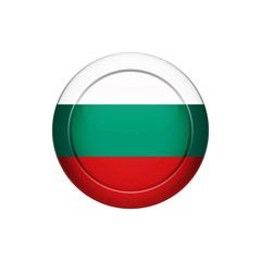 Bulgarian flag on the round button, vector illustration