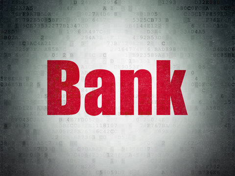 Banking concept: Bank on Digital Data Paper background