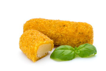 Fish fingers on the white background.