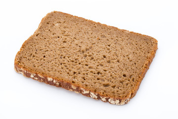 Slices of rye bread isolated on white background.