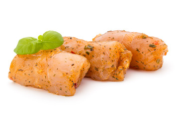 Chiken meat rolls isolated on the white background.