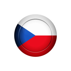 Czech flag on the round button, vector illustration