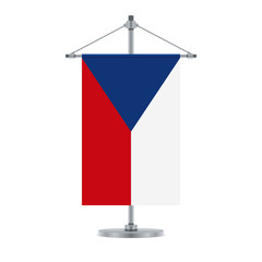 Czech flag on the metallic cross pole, vector illustration