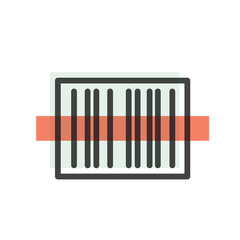 Vector Icon Style Illustration Concept of Barcode Symbol Package, Scanner Machine Process, Isolated Symbols for Web and Mobile