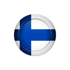 Finnish flag on the round button, vector illustration