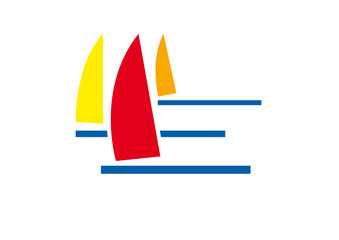 Vector sign sailing. Boats a competing sail