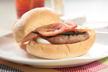 ham burger and potato fries