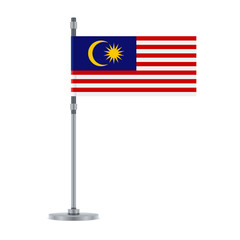 Malaysian flag on the metallic pole, vector illustration