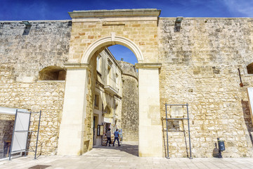 Entrance to medieval castle in Otranto, Italy