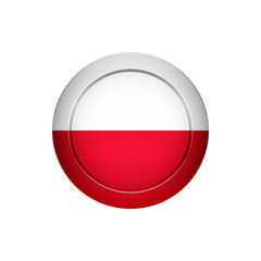 Polish flag on the round button, vector illustration